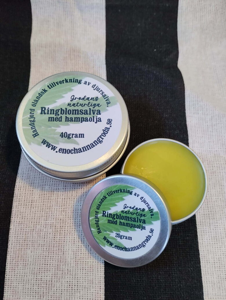 Ringblomssalva för djur med hampaolja